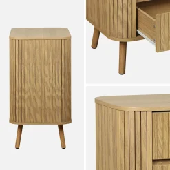 Kommode mit geriffeltem Holzkdekor 3 Schubladen