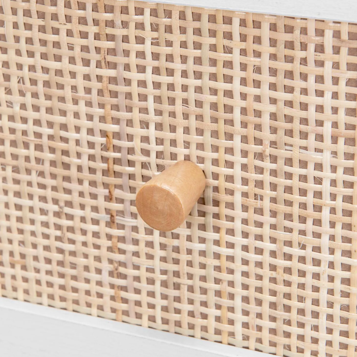 Kommode mit Holzeffekt und Rattan-Geflecht 3 Schubladen