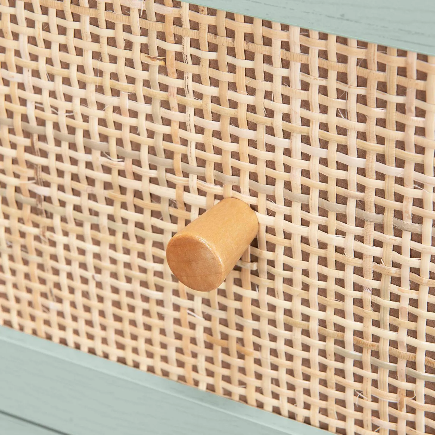 Kommode mit Holzeffekt und Rattan-Geflecht 3 Schubladen