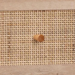 Kommode mit Holzeffekt und Rattan-Geflecht 3 Schubladen