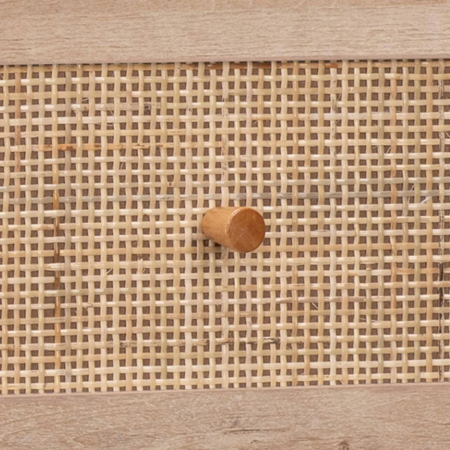 Kommode mit Holzeffekt und Rattan-Geflecht 3 Schubladen