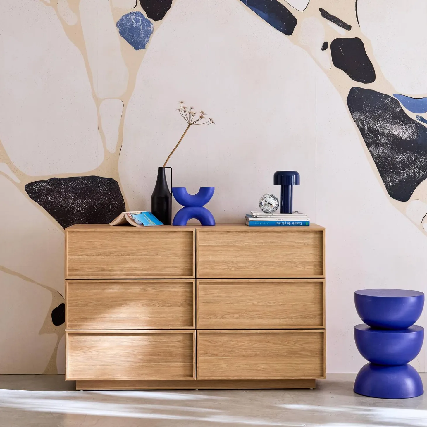 Kommode mit Holzlook und 6 Schubladen