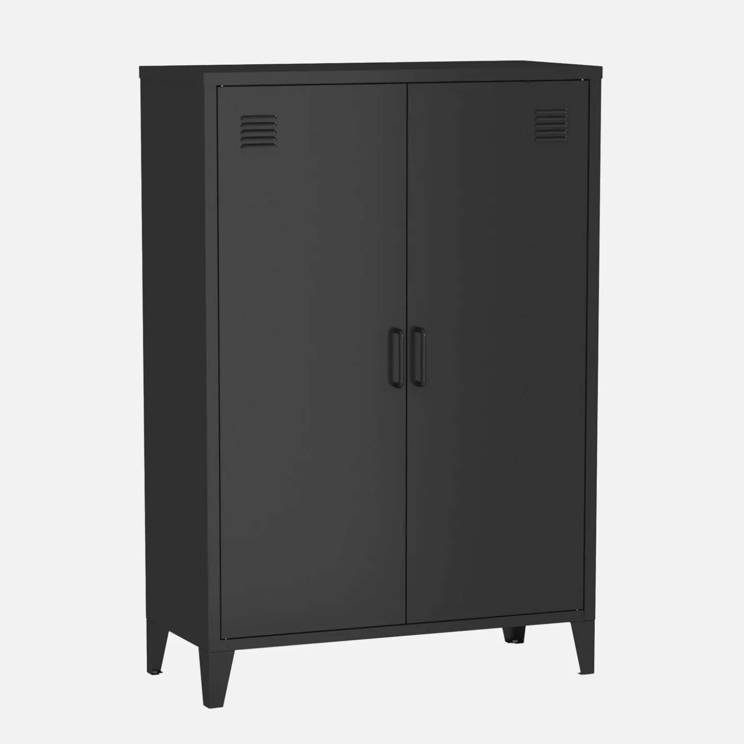 Kommode/Schrank im industriellen Stil aus Metall mit 2 Türen