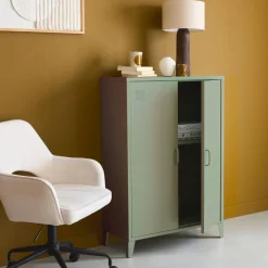 Kommode/Schrank im industriellen Stil aus Metall mit 2 Türen