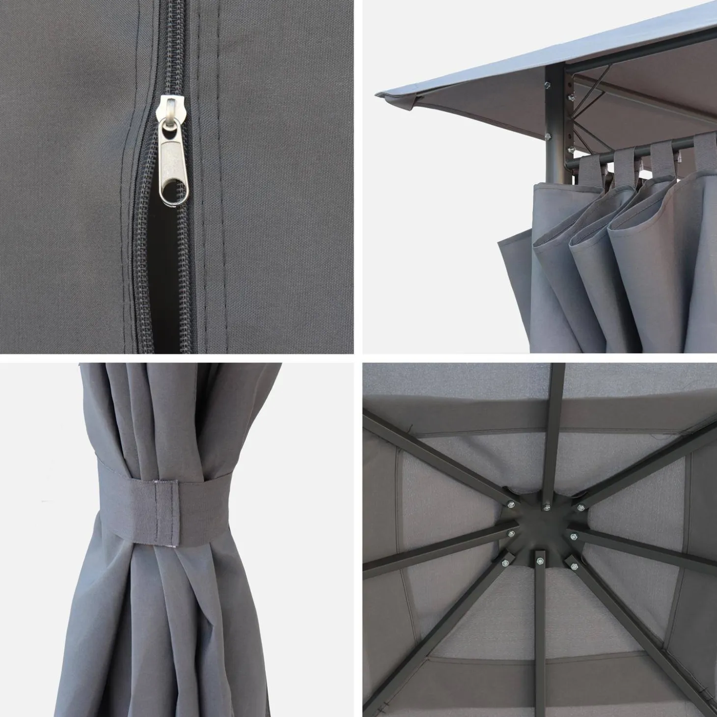 Komplett-Set Dachtuch und Vorhänge für Pergola 3x3m