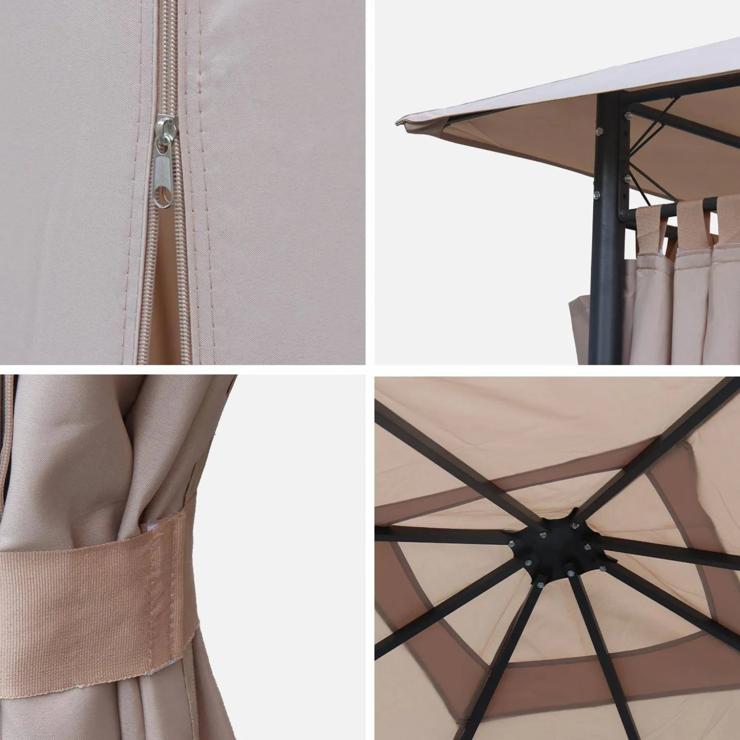 Komplett-Set Dachtuch und Vorhänge für Pergola 3x3m