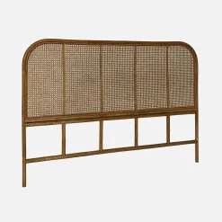 Kopfteil aus dunklem Rattan und Rattan-Geflecht