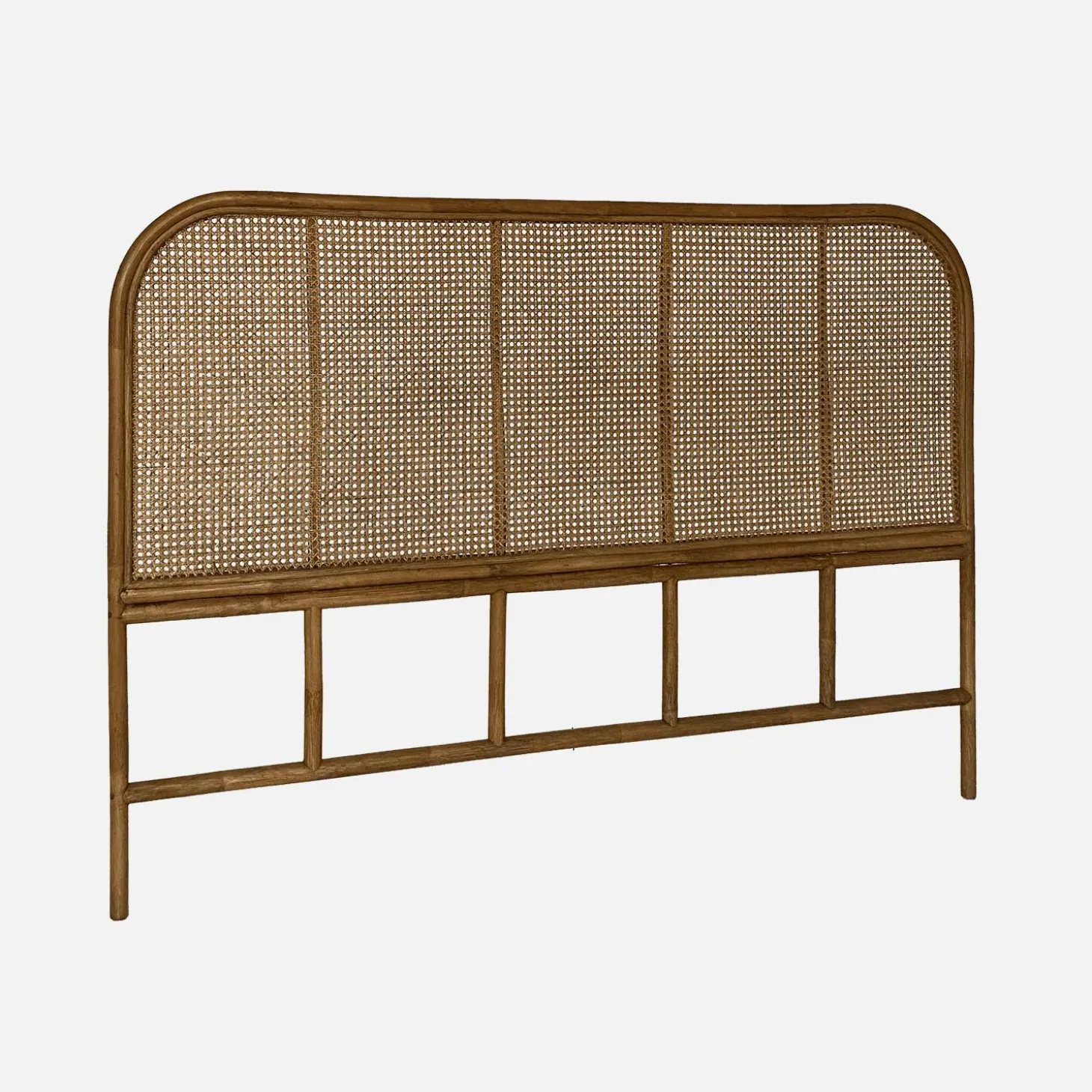 Kopfteil aus dunklem Rattan und Rattan-Geflecht