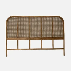 Kopfteil aus dunklem Rattan und Rattan-Geflecht