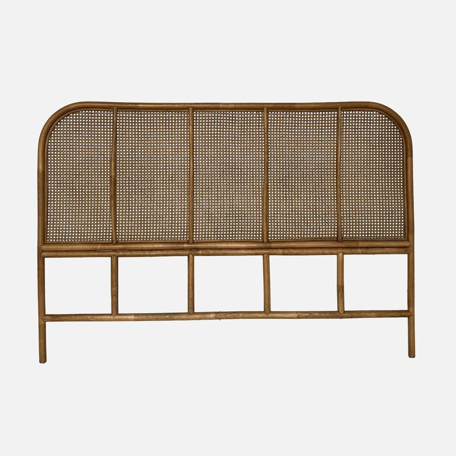 Kopfteil aus dunklem Rattan und Rattan-Geflecht