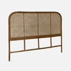 Kopfteil aus dunklem Rattan und Rattan-Geflecht
