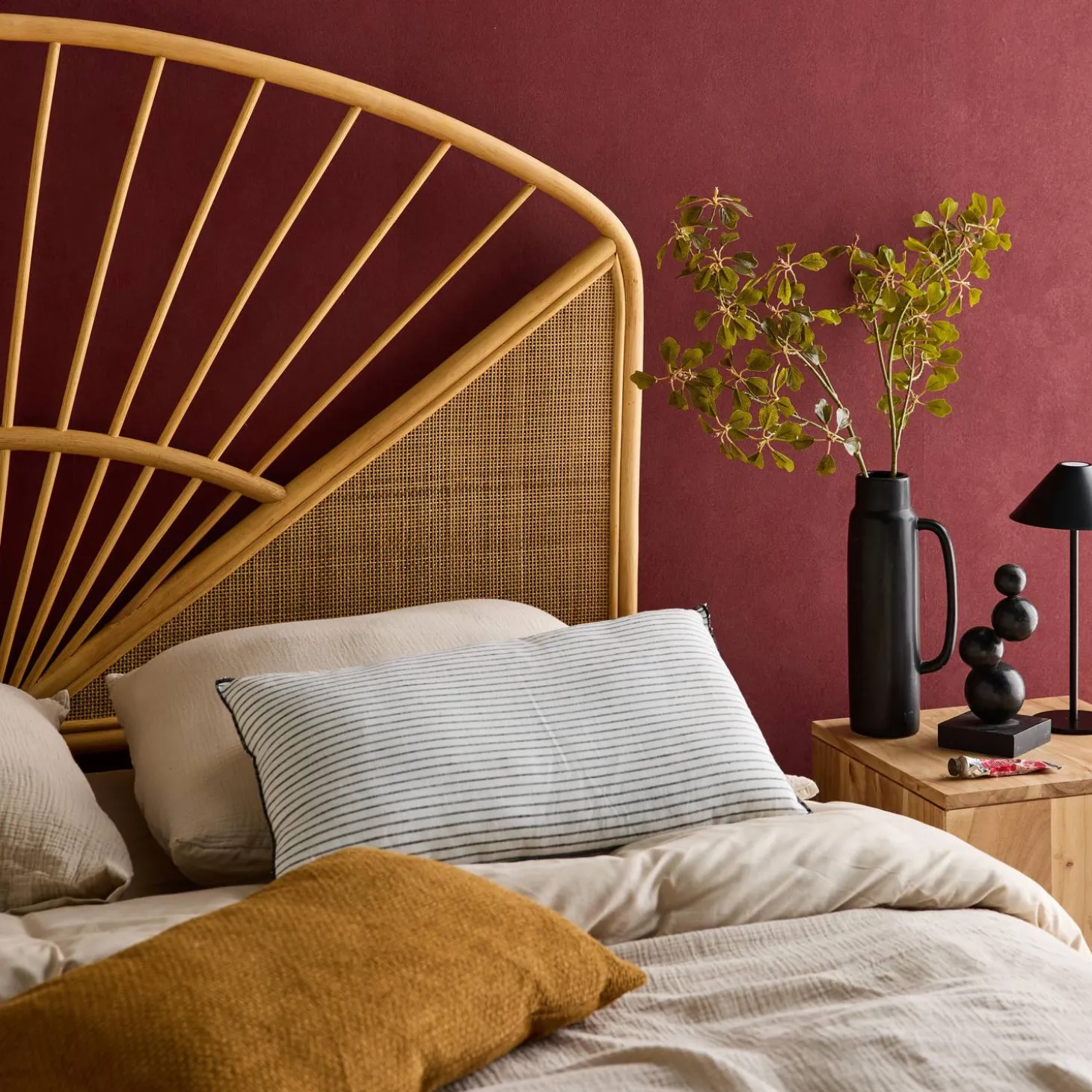 Kopfteil aus natürlichem Rattan und Rattan-Geflecht