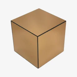 Kubischer Tisch mit Spiegelglas, Sofaende, Beistelltisch, 35 cm