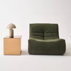 Kubischer Tisch mit Spiegelglas, Sofaende, Beistelltisch, 40 cm