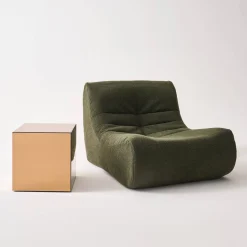 Kubischer Tisch mit Spiegelglas, Sofaende, Beistelltisch, 40 cm