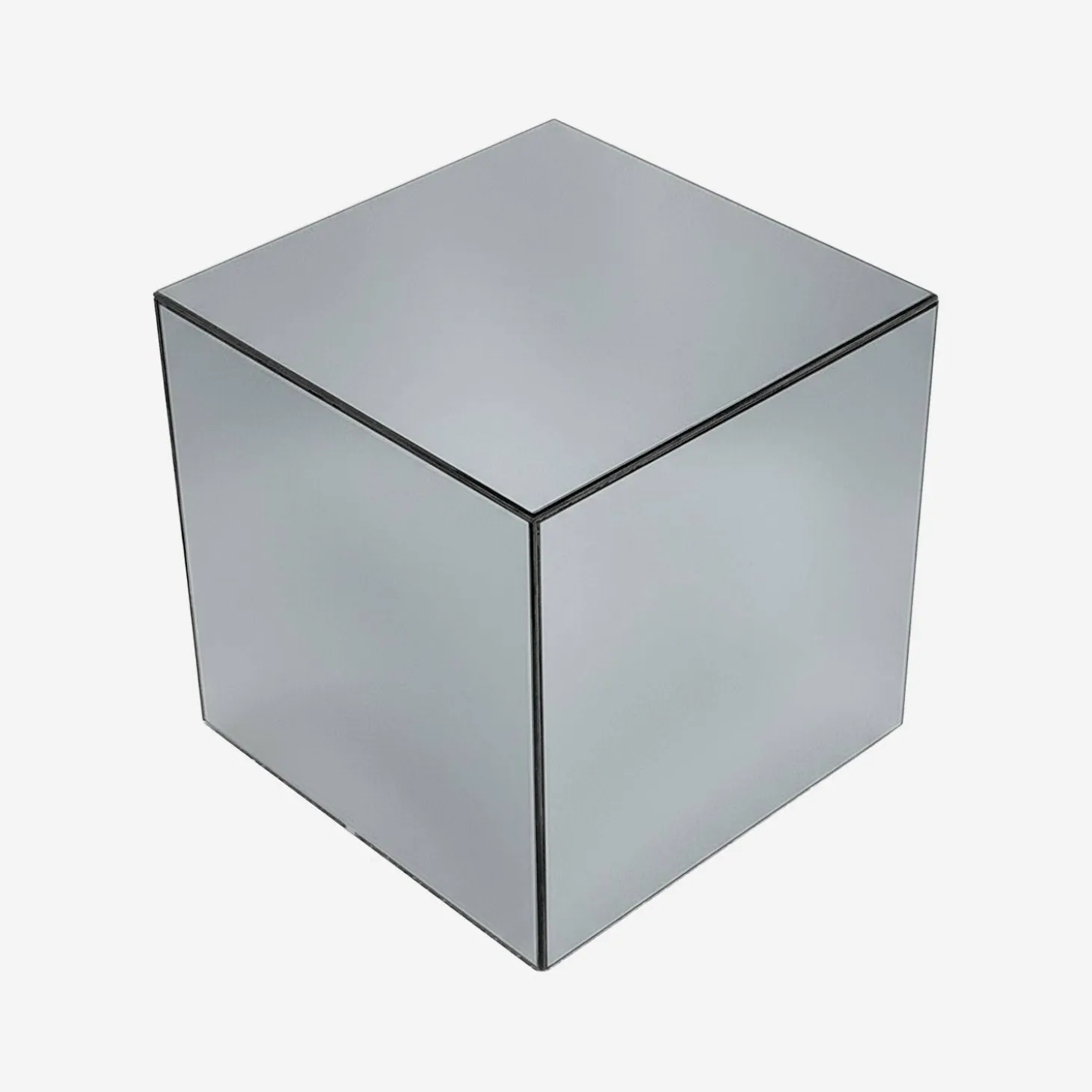 Kubischer Tisch mit Spiegelglas, Sofaende, Beistelltisch, 35 cm