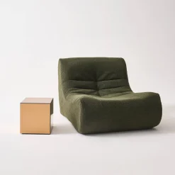 Kubischer Tisch mit Spiegelglas, Sofaende, Beistelltisch, 30 cm