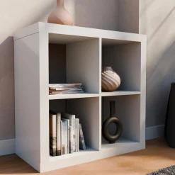Kubisches Bücherregal Holz-Optik 2 Ebenen 4 Stauräume