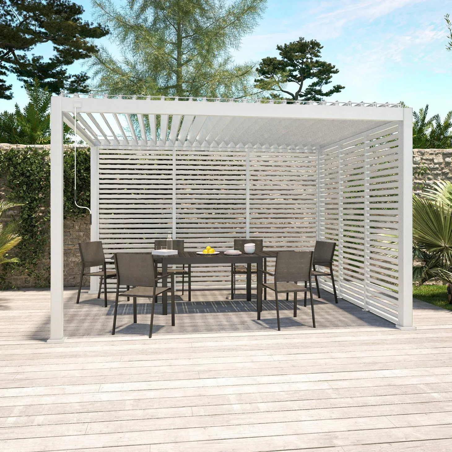 Lamellenwand 130cm für Pergola Triomphe 3x4m