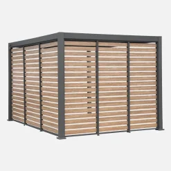 Lamellenwand 100cm für Pergola Triomphe 3x3m V2, 3x4m, 3x6m Aluminium Holzoptik