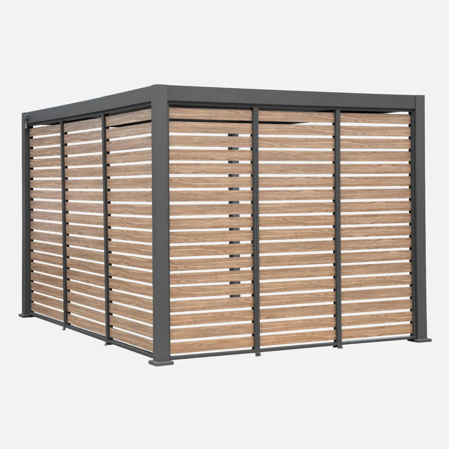 Lamellenwand 100cm für Pergola Triomphe 3x3m V2, 3x4m, 3x6m Aluminium Holzoptik