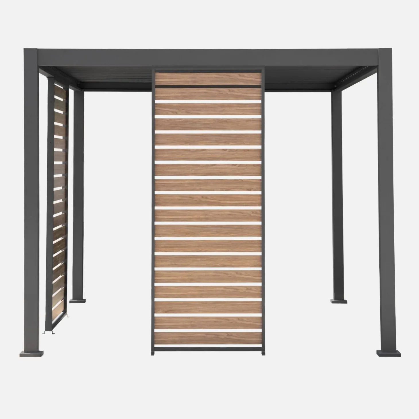 Lamellenwand 100cm für Pergola Triomphe 3x3m V2, 3x4m, 3x6m Aluminium Holzoptik
