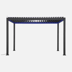 LED Pergola mit motorisiertem Lamellendach Triomphe 3x4m + Markise 4m