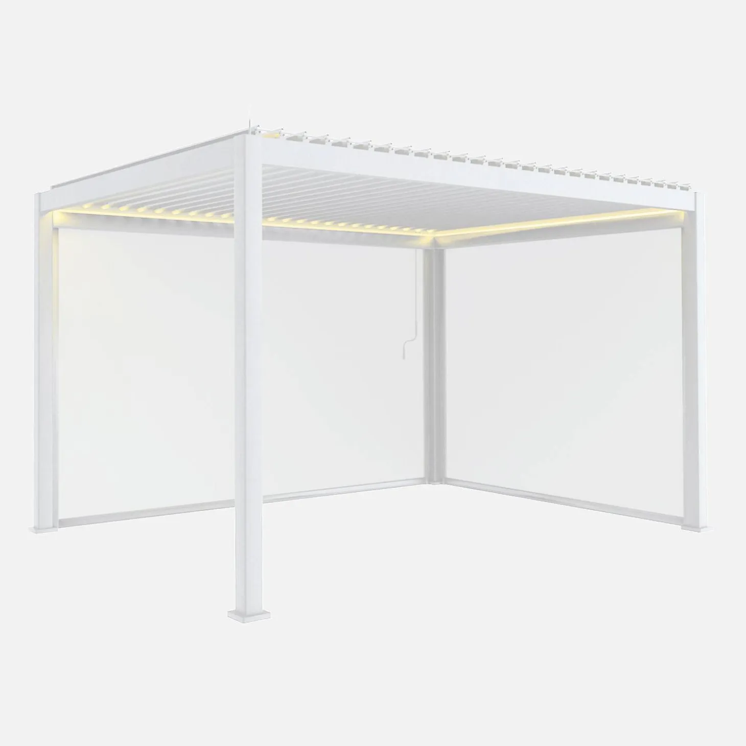 LED Pergola mit motorisiertem Lamellendach Triomphe 3x4m + Markise 3m + Markise 4m