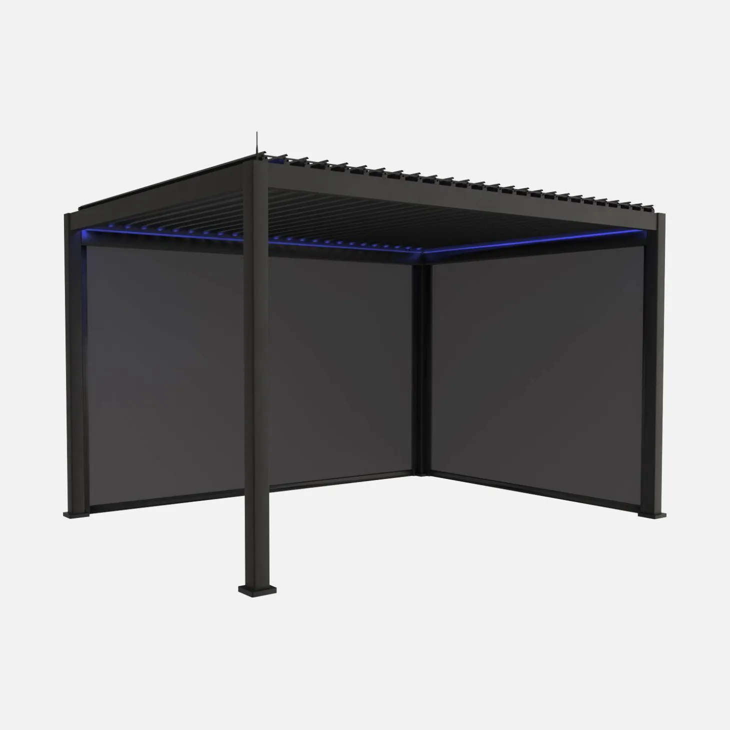 LED Pergola mit motorisiertem Lamellendach Triomphe 3x4m + Markise 3m + Markise 4m