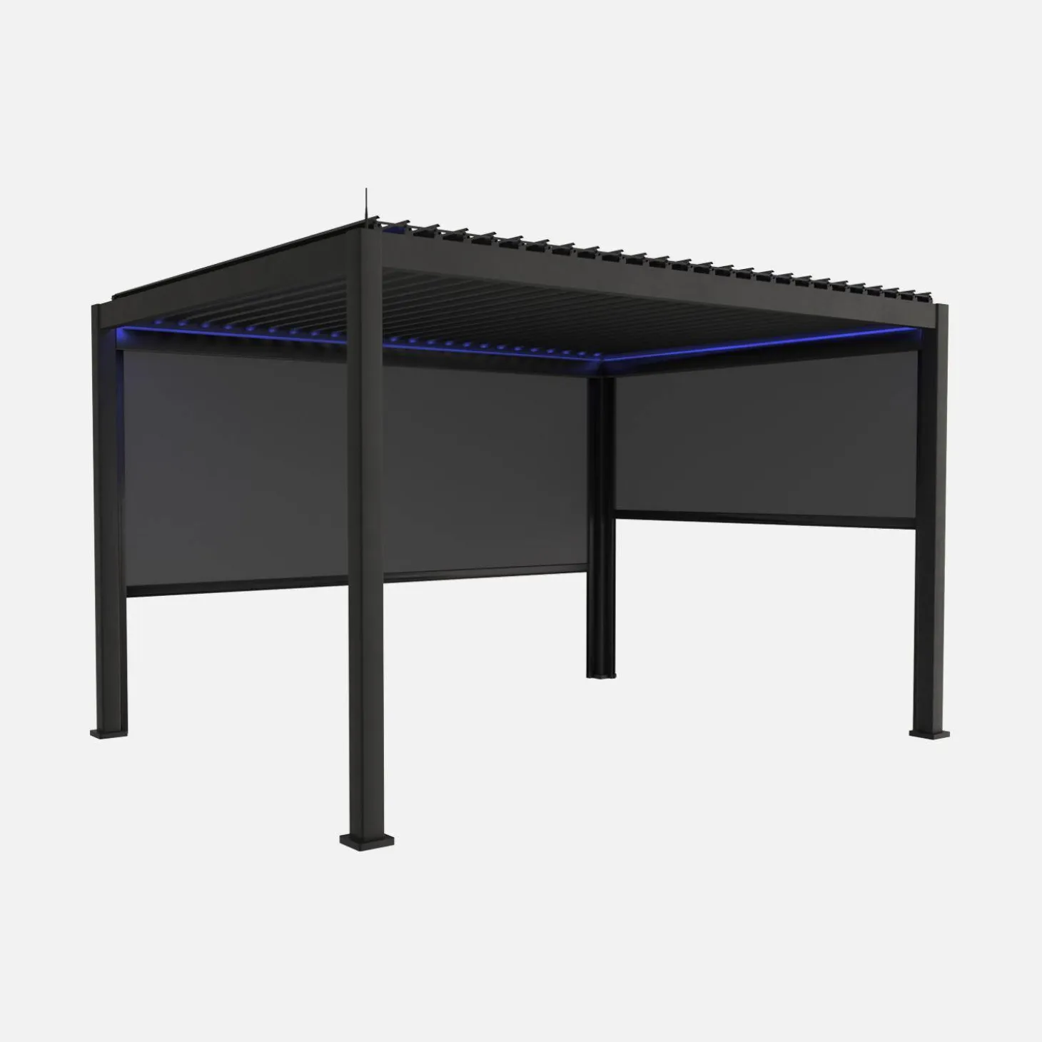 LED Pergola mit motorisiertem Lamellendach Triomphe 3x4m + Markise 3m + Markise 4m