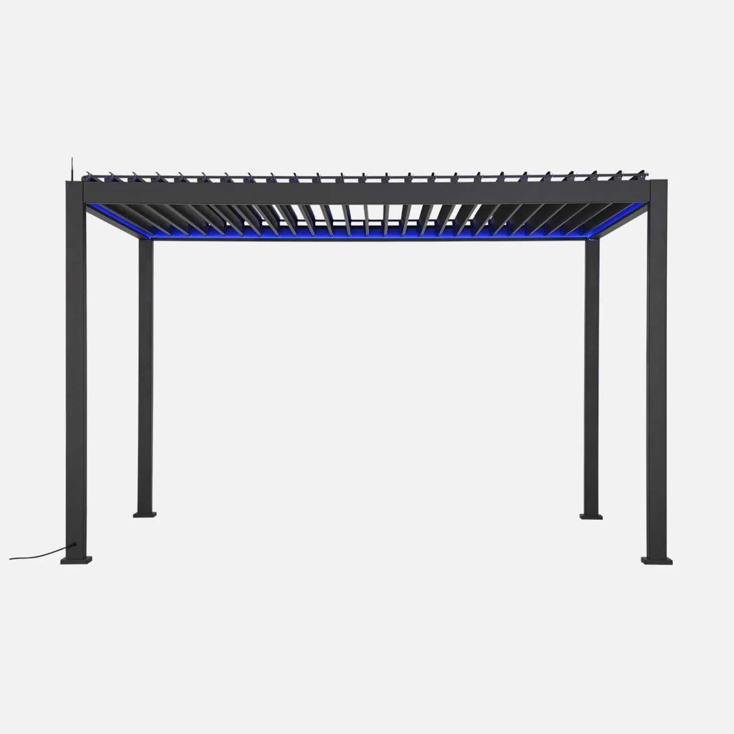 LED Pergola mit motorisiertem Lamellendach Triomphe 3x4m + Markise 3m + Markise 4m