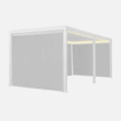 LED Pergola mit motorisiertem Lamellendach Triomphe 3x6m + 4 Markisen 3m