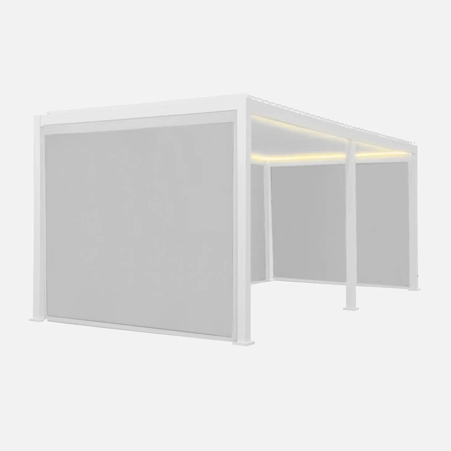 LED Pergola mit motorisiertem Lamellendach Triomphe 3x6m + 4 Markisen 3m