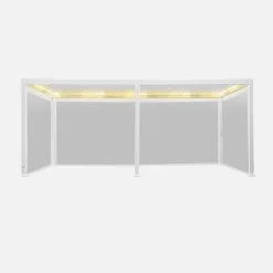 LED Pergola mit motorisiertem Lamellendach Triomphe 3x6m + 4 Markisen 3m