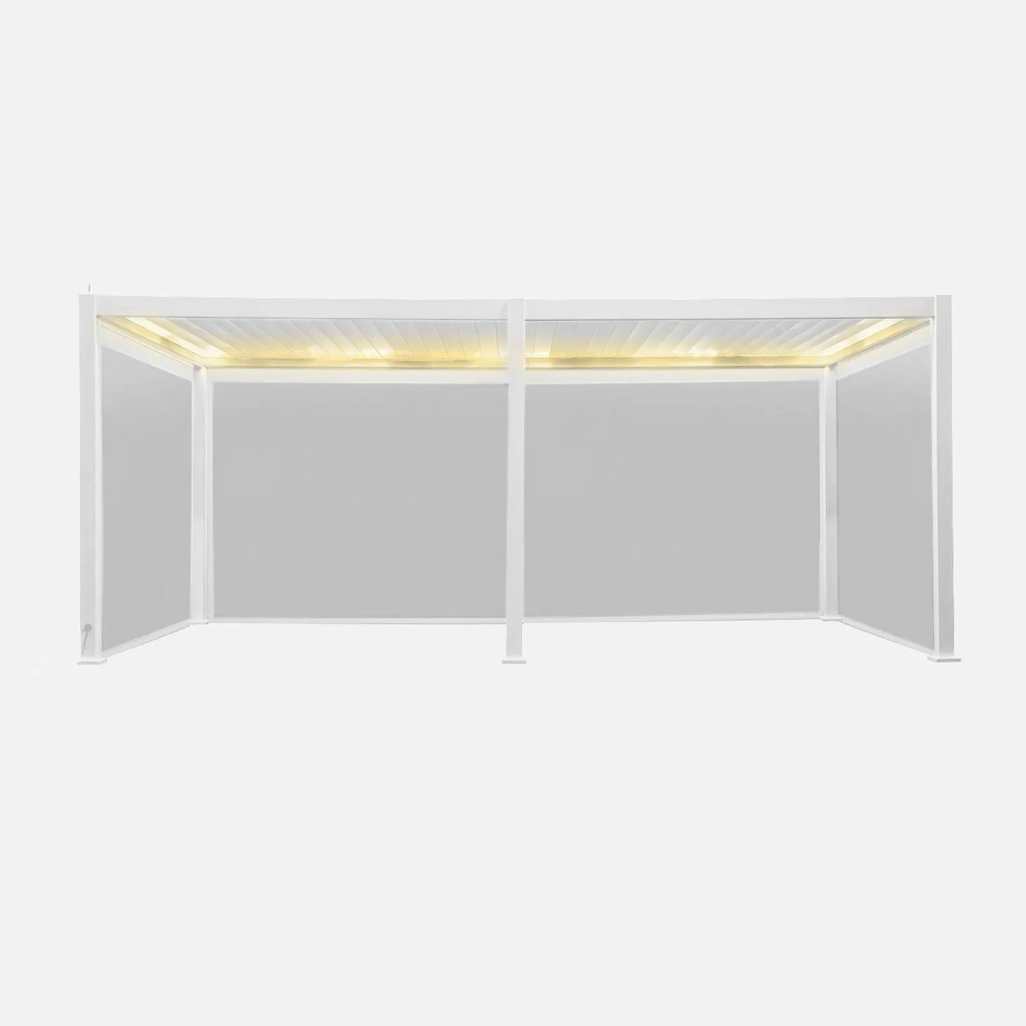 LED Pergola mit motorisiertem Lamellendach Triomphe 3x6m + 4 Markisen 3m