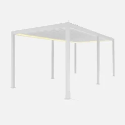 LED Pergola mit motorisiertem Lamellendach Triomphe 3x6m + 2 Markisen 3m