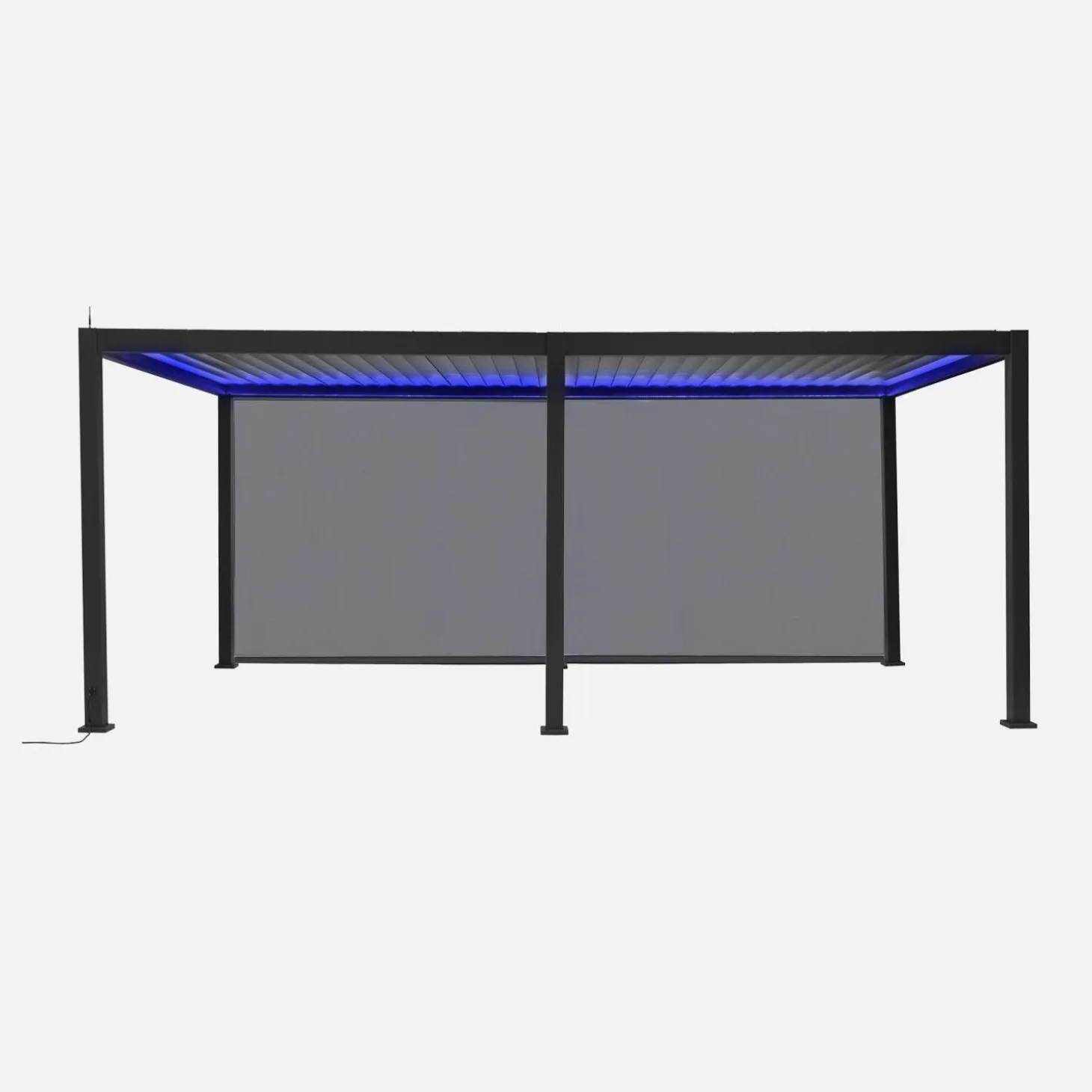 LED Pergola mit motorisiertem Lamellendach Triomphe 3x6m + 2 Markisen 3m