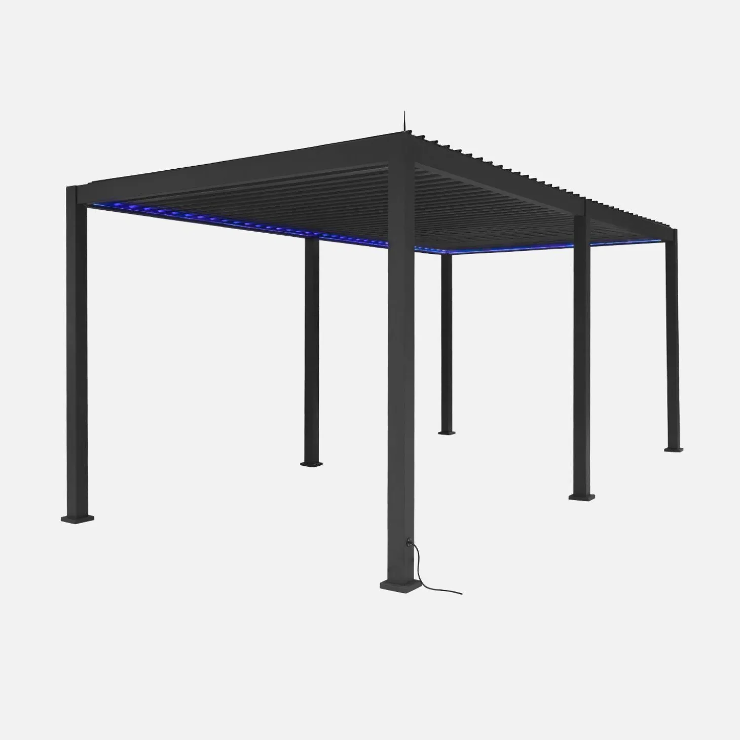 LED Pergola mit motorisiertem Lamellendach Triomphe 3x6m + 2 Markisen 3m