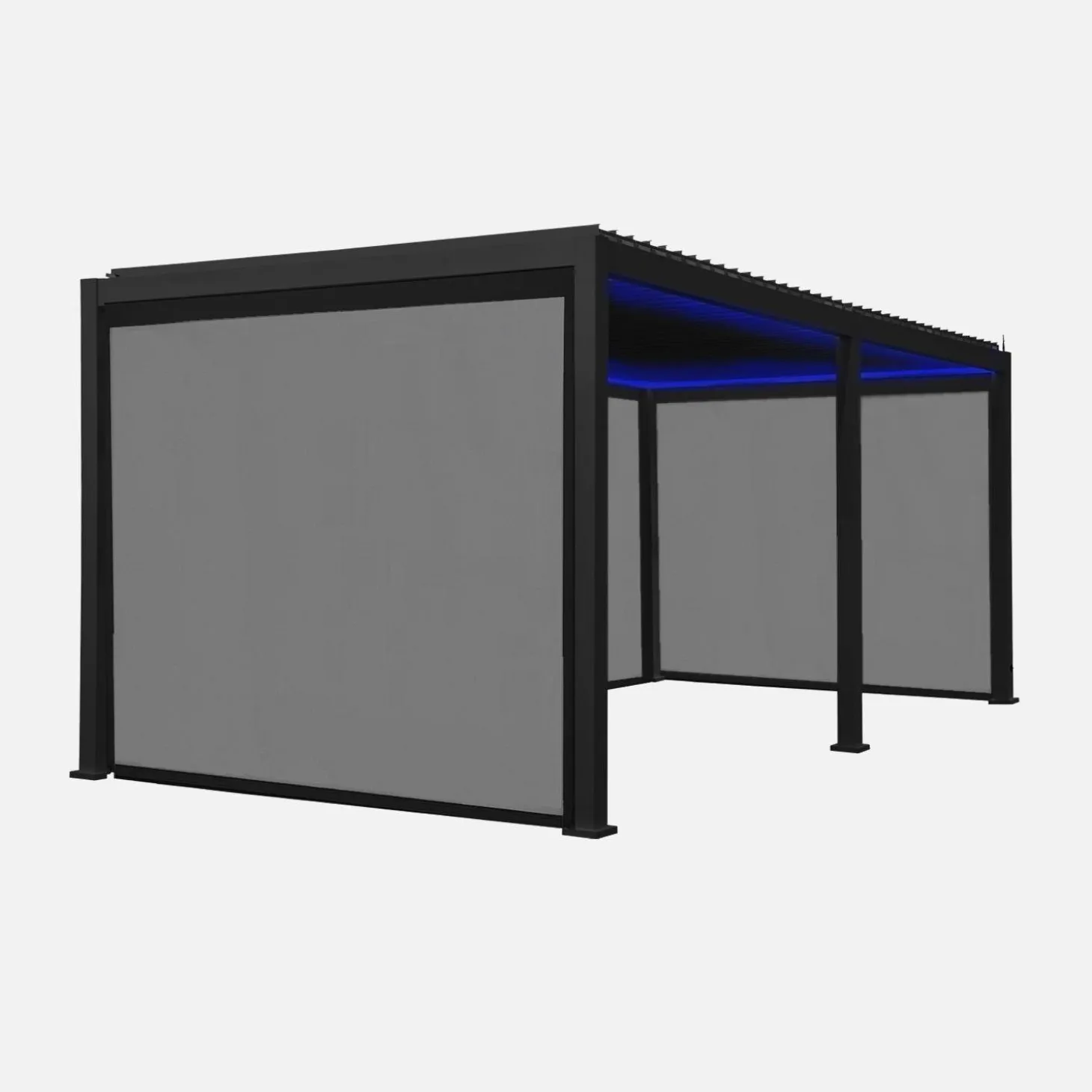 LED Pergola mit motorisiertem Lamellendach Triomphe 3x6m + 4 Markisen 3m