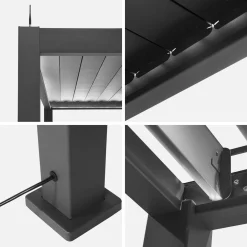 LED Pergola mit motorisiertem Lamellendach Triomphe 3x6m + 4 Markisen 3m