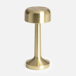 LED Tischlampe für drinnen goldfarbenes Metall Ø9cm