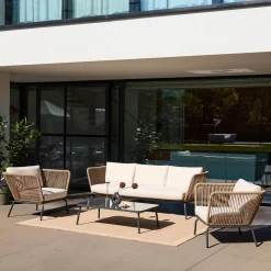 Lounge Gartenmöbelset, Kunststoffbespannung mit Rattanlook, 5 Personen