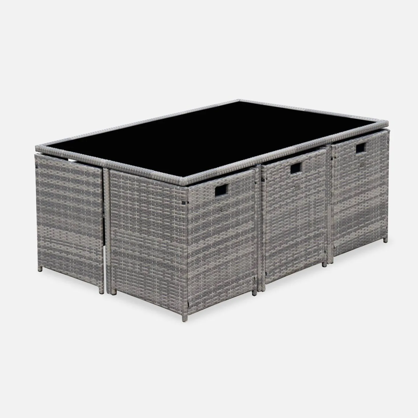 Lounge-Set aus Polyrattan 6-10 Sitzplätze + Schutzhülle dunkelgrau