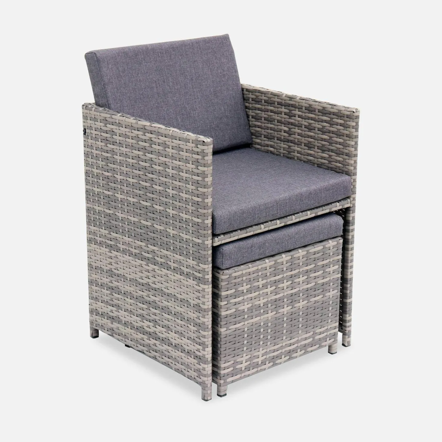 Lounge-Set aus Polyrattan 6-10 Sitzplätze + Schutzhülle dunkelgrau