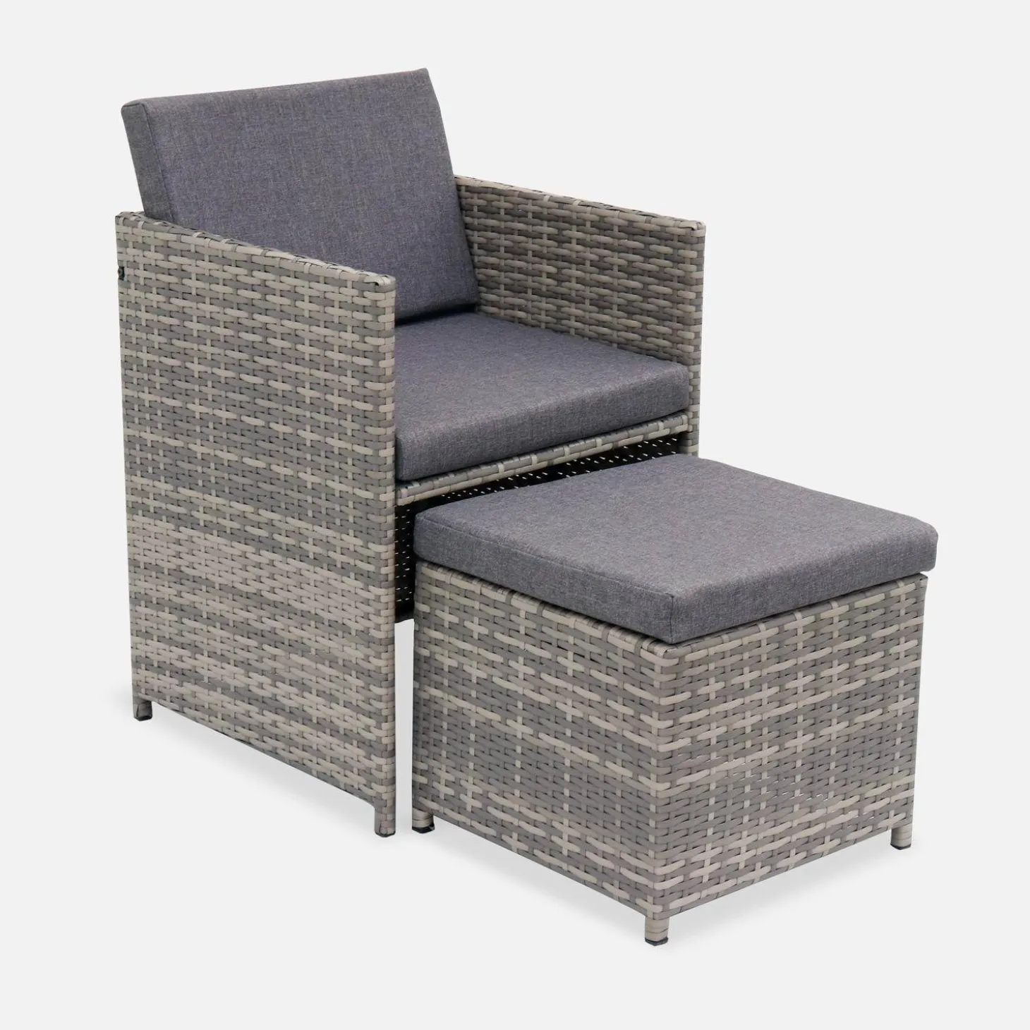 Lounge-Set aus Polyrattan 6-10 Sitzplätze + Schutzhülle dunkelgrau