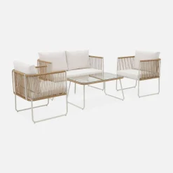 Loungeset aus verzinktem Stahl mit Kunststoffbespannung, 4 Sitzplätze