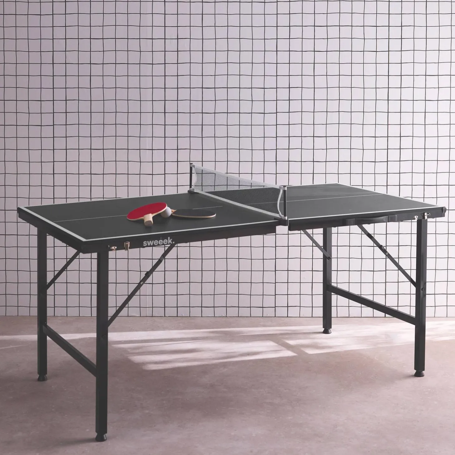Mini-Tischtennisplatte Indoor, klappbar, mit 2 Schlägern und 3 Bällen