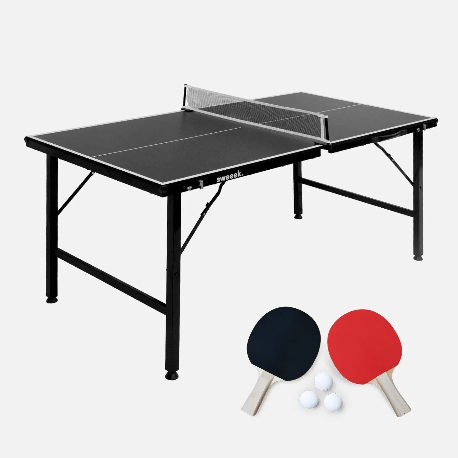 Mini-Tischtennisplatte Indoor, klappbar, mit 2 Schlägern und 3 Bällen