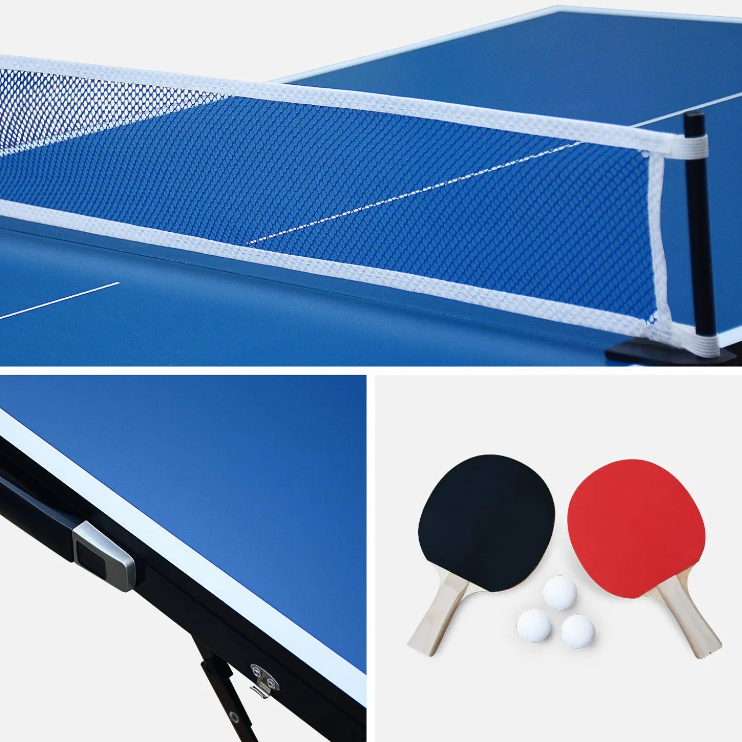 Mini-Tischtennisplatte Indoor, klappbar, mit 4 Schlägern und 6 Bällen