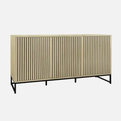 Modernes Sideboard mit Holzoptik und Rillenmuster, 3 Türen, B 160 cm